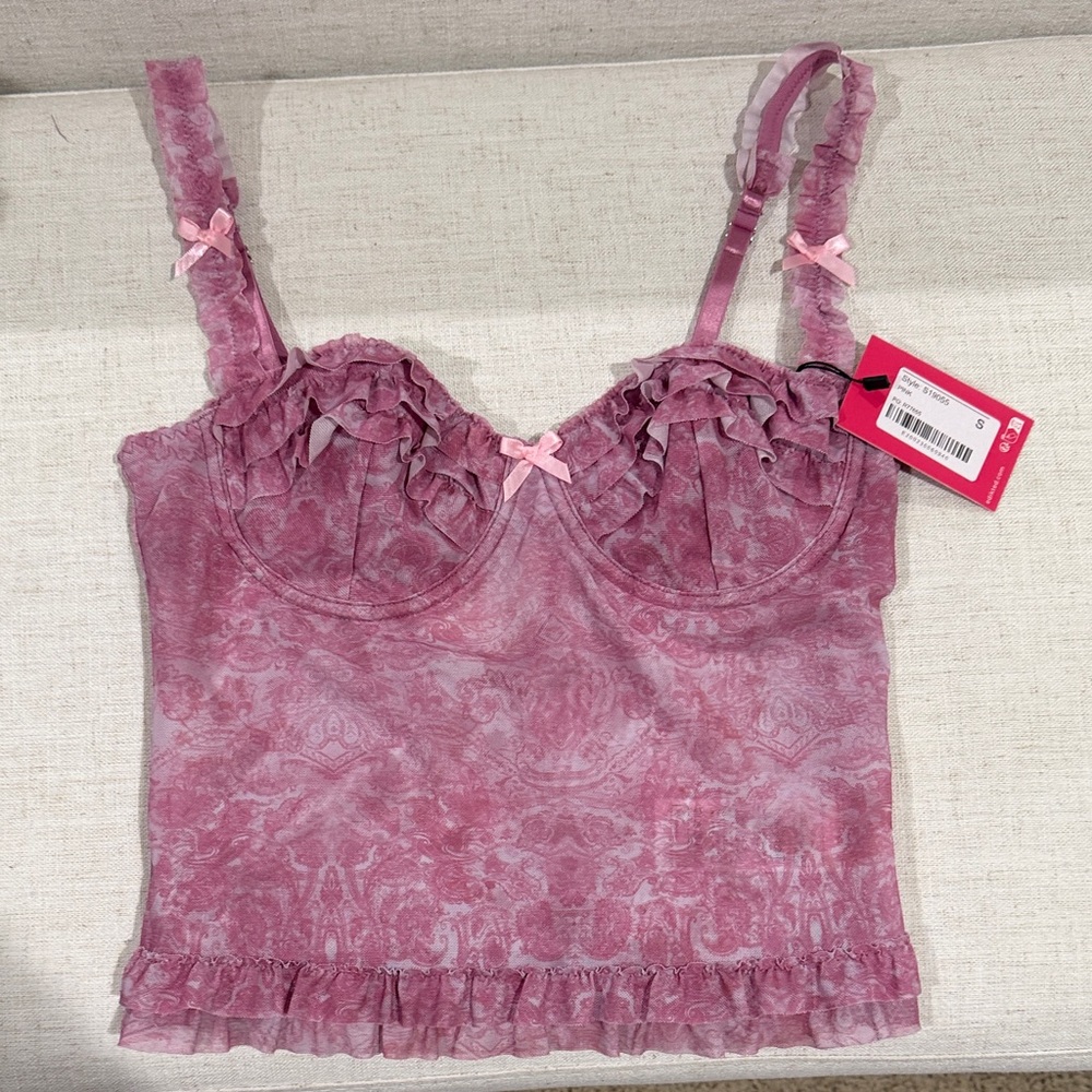 Pink Ruffled Crop Top - Picture 3 of 5